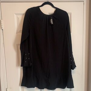 Black Dress with Pearl Accents